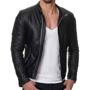 Mens Leather Fashion <b>Jacket</b> With Pockets Casual Street Style Faux Leather Coat Windproof Sustainable Outwear For Daily Use - Product Image 3