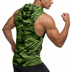 Men's Custom Cutoff Sleeveless Hoodies Workout Tank Top Camo <b>Drop</b> Armhole Muscle Gym Fitness Wear Wholesale Activewear Tank Tops - Product Image 1