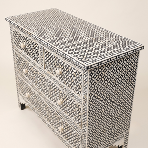 Bone Inlay 4 Drawer <b>Chest</b> Geometric Floral Bone Inlay Table Top With Best Quality Bone Inlay Bedroom <b>Storage</b> <b>Chest</b> - Product Image 3