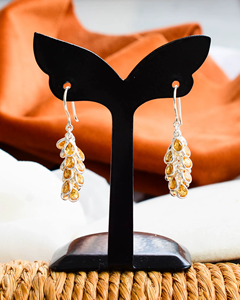 Compre Pendientes Colgantes Radiant Honeycomb Cascading Citrine Dewdrop Vine con Plata 925, Estilo Moderno - Product Image 2