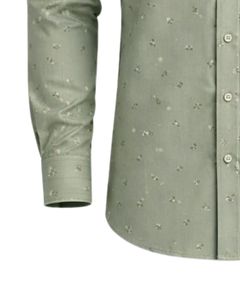 Camisa de Vestir Personalizada para Hombre, Color Verde Salvia, Estampada, Corte Entallado, Botones, Manga Larga, Informal, para Oficina, Mezcla de Algodón, OEM Personalizado - Product Image 6