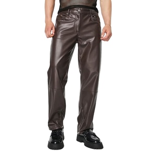 กางเกงหนังผู้ชายทรงตรงแบบสลิมทันสมัย OEM พร้อมเชือกผูกเอว น้ำหนักเบา สไตล์สตรีท รับสกรีนโลโก้ สำหรับฤดูร้อน - Product Image 1