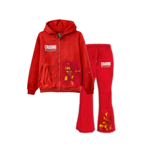 Wholesale Custom Men's Solid Color Skinny Fit Hooded Winter Breathable Heavyweight Stacked Flared <b>Tracksuit</b> - Product Image 4