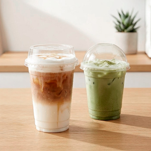 Disposable <b>Plastic</b> <b>Cup</b> With Dome Lid 16/22oz Transparent PP <b>Plastic</b> <b>Cups</b> For Cold Beverages Coffee Matcha Takeaway - Product Image 1