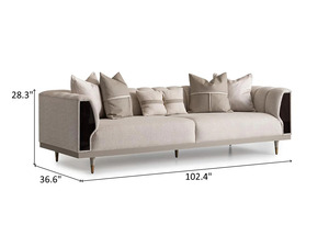 Luxury Solid Teak Wood Living Room Furniture Set Modern Cream <b>Sofa</b> 3 1 Seater Coffee <b>Table</b> <b>Side</b> <b>Table</b> TV Cabinet Villa - Product Image 2