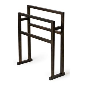 Estante de exhibición de 2 niveles para tienda, de metal marrón café, soporte independiente para toallas con estante, estilo simple, doble capa - Product Image 1