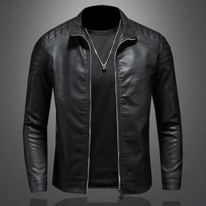 Fashion Men's Genuine <b>Leather</b> <b>Jackets</b>, Autumn <b>Suede</b> Solid Color Men's <b>Jacket</b>, Popular Simple Casual <b>Leather</b> Men's <b>Leather</b> <b>Jacket</b> - Product Image 1