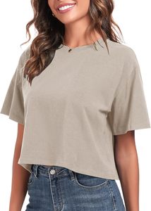 Camiseta Corta de Algodón Premium para Mujer con Logotipo Personalizado, Estilo Casual para Uso Diario, Venta al Por Mayor - Product Image 3