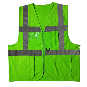 Chaleco de Seguridad para Trabajadores de Poliéster a Precio Económico al por Mayor con Malla Reflectante y Luces LED Intermitentes, con Logotipo Personalizado - Product Image 1