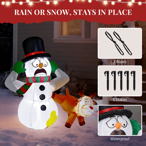 Decorazione natalizia gonfiabile da giardino con pupazzo di neve e renna illuminati in PVC da 3,5 piedi - Product Image 4