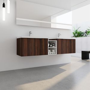 Mobile Bagno da 72 Pollici con Chiusura Ammortizzata, Lavabo e Piccoli Ripiani Contenitore, Combinazione Mobiletto 30x12 Pollici, Imballaggio KD - Product Image 5