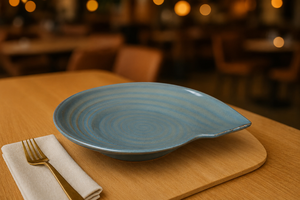 Luxury Blue <b>Ceramic</b> Serving Dish Contemporary Blue Pasta Serving Dish Restaurant Style <b>Plate</b> Modern Dininig Table Decor - Product Image 3
