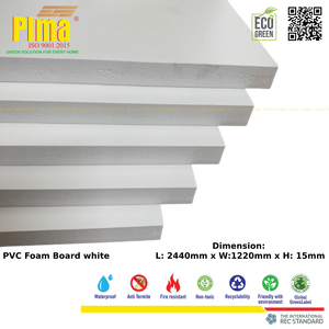 Hoja de tablero de espuma WPC de PVC blanco, 15mm de espesor, 0,6G/cm3, paneles decorativos resistentes al fuego de densidad para muebles de exterior - Product Image 5