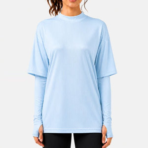 Camisetas Deportivas Personalizadas para Mujer, de Poliéster, Material de Alta Calidad, Tejido Acanalado Elástico, Ropa Deportiva, Camiseta Lisa - Product Image 5