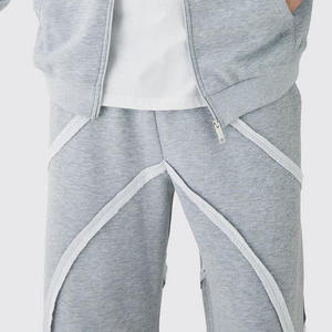 Pantalon de survêtement gris pour homme, taille élastique, poches latérales, décontracté, respirant, mi-lourd, en coton tricoté avec élasthanne, pour l'automne - Product Image 2