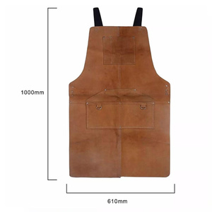 Cowhide Split <b>Leather</b> <b>Work</b> Shop Apron With <b>Tool</b> Pockets Heat and Flame Resistant Welding Apron Heavy Duty Firefighting Welders - Product Image 5