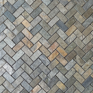 Mosaïque de carreaux en ardoise verte Zeera antique, pierre naturelle, sur toile de maille, pour la décoration murale - Product Image 4