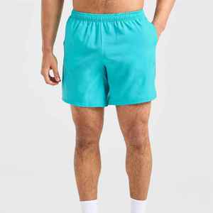 Shorts de bain pour homme en vert menthe uni, à séchage rapide, avec taille élastique et poches, shorts décontractés, shorts personnalisés pour homme, vêtements de sport - Product Image 1
