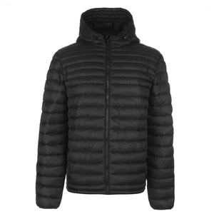 Chaqueta Acolchada Informal para Hombre, con Capucha, Negra, Ecológica, 100% Plumón, Cierre Frontal con Cremallera, Corte Regular, Color Sólido - Product Image 4
