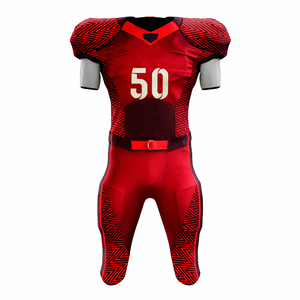 Uniforme de football américain personnalisé OEM, maillot rouge classique, taille plus, respirant, séchage rapide, polyester, avec nom et numéro personnalisés - Product Image 5