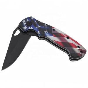 Cuchillo de Supervivencia Táctico Plegable de Acero Negro con Patrón de Impresión 3D Personalizado OEM - Product Image 5