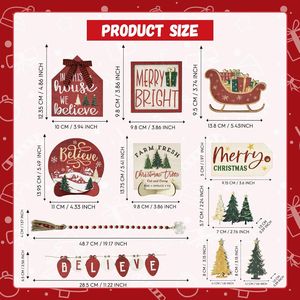 Set di 15 Pezzi per Decorazioni Natalizie da Interno, Vassoio a Più Livelli con Centrotavola in Legno, Decorazione da Tavolo con Albero di Natale per Casa - Product Image 1