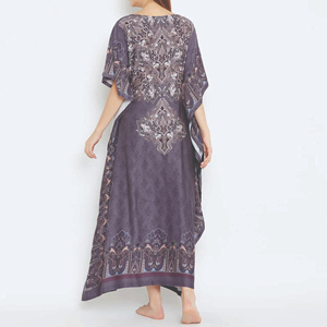 Robe Kaftan en Tissu Crêpe Coupe Ample Longue Fournisseur Grossiste Fabricant Vêtement Personnalisé Kaftan - Product Image 5