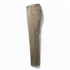 Pantalones Casuales Color Caqui para Hombre PRO ENTERPRISES, con Franja Lateral Estampada, Tela Ligera de Lana, Cintura Elástica, Corte Recto, para Otoño - Product Image 3
