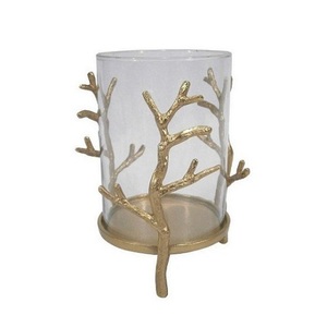 Bougeoir en aluminium couleur or avec cheminée en verre Bougeoir de taille et de forme personnalisées pour la décoration intérieure - Product Image 1