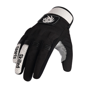 Skilled Sports Lightweight Full Finger Racing Gloves Breathable Non-Slip PU <b>Strap</b> Wrist Closure Black White Unisex Outdoor - Product Image 4
