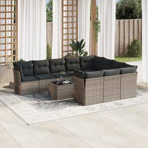 Ensemble de canapés de jardin modernes en rotin gris avec structure en acier, mobilier d'extérieur pour 6 personnes, design contemporain, résistant aux intempéries - Product Image 3