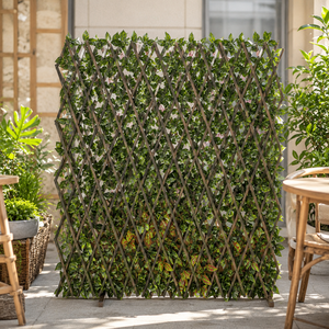 Panel de Césped Artificial Expandible con Hojas Verdes, Muro de Setos Sintético con Flores para Decoración de Patio y Jardín Exterior - Product Image 4