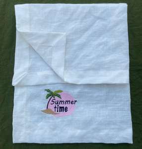 Servilletas de lino hechas a mano con bordado, tela reutilizable para decoración de mesas de boda, juego de tela sostenible para comedor. - Product Image 3