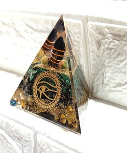 Crystal Orgone Pyramid With Eye Of Horus Design Handmade Decorative Piece For Home Display for Black Magic Protection <b>Orgonite</b> - Product Image 2