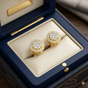 Unisex Luxury Sparkle Pass Diamond Tester 925 <b>Silver</b> Geometric Trendy Moissanite Gold Plated Cluster <b>Stud</b> Engagement Earrings - Product Image 3