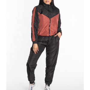 Top Selling Windbreaker Tracksuit Sets Women 2 Piece Patchwork Lightweight Nylon Zipper Front Sporty <b>Joggers</b> Full Sleeve Autumn - Product Image 1