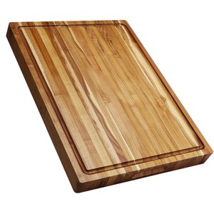 Planche à découper en bois écologique de qualité supérieure avec rainure pour les jus, réversible, robuste, personnalisable avec logo d'usine - Product Image 1