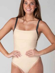 <b>Vintage</b> Contrast Trim Halter One Piece <b>Swimsuit</b> Women Sexy Retro Bathing Suit with Pockets Private Label Sustainable Swimwear - Product Image 3
