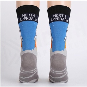 Crew <b>Socks</b> Cartoon Rocket Design Blue Gray Yellow Toe Breathable Casual <b>Socks</b> for Adults Spring Season - Product Image 2