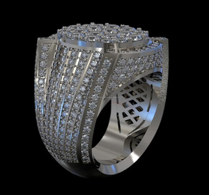 925 Sterling Silver <b>Iced</b> Out Engagement Cluster <b>Ring</b> Handmade Ottoman Style Moissanite Diamond Hip Hop Rhodium Plated Jewelry - Product Image 5