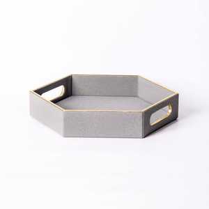 Plateau de service en similicuir avec logo personnalisé, plateaux décoratifs en similicuir pour apéritifs, plateau de présentation en bois naturel MDF et similicuir - Product Image 6
