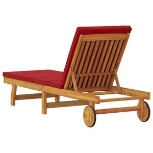 Chaise longue inclinable en bois d'acacia massif, couleur marron, 63 x 199 x 85 cm - Product Image 6
