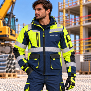 TwillSports <b>Hi</b> <b>Vis</b> Reflective Workwear <b>Jacket</b> Men's <b>Waterproof</b> Windproof Safety <b>Jacket</b> for Construction Warehouse Road Work - Product Image 2