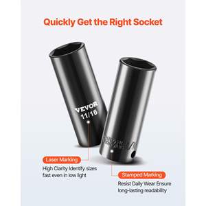 Jeu de douilles à chocs de 96 pièces, 3/8 de pouce, profondes et peu profondes, 6 pans, tailles SAE et métriques (5/16 22 mm), acier Cr-V, 3 barres d'extension, avec étui - Product Image 4