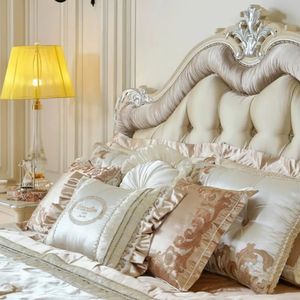 Hot Sale Luxury European Classic White Bedroom Set Carved Mahogany Bed Frame Elegant Furniture for Hotel Villa High Quality - Product Image 5