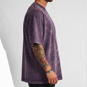 T-shirt personnalisé OEM/ODM en molleton 100 % coton, délavé à l'acide, effet soleil, coupe ample, épaules tombantes, impression sérigraphiée sur mesure - Product Image 6