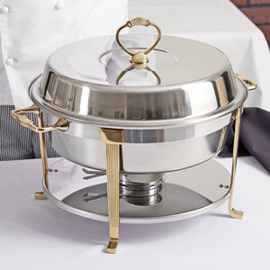 Round Gold Handle <b>Chafing</b> <b>Dish</b> <b>Set</b> Professional Hotel <b>Buffet</b> Food Warmer Stainless Steel <b>Chafing</b> Server Fuel Holder for Banquets - Product Image 5