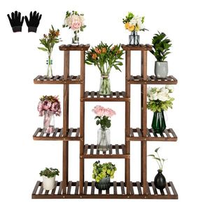 Artisasset 6-Story 11-Seat Multifunctional Carbonized Wood Plant Stand Indoor & Outdoor Flower Pots & Planters - Product Image 1