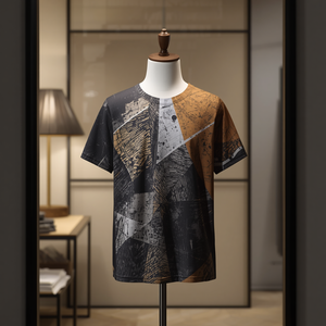 T-shirt pour homme à manches courtes en polyester tricoté uni, imprimé en sérigraphie, léger, respirant, formel et tendance - Product Image 2