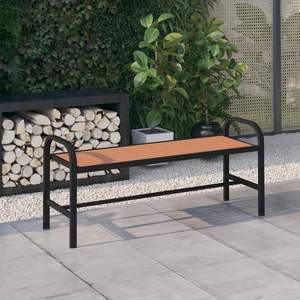 Panca da giardino da 49 pollici in acciaio resistente marrone e nero e materiale WPC - Product Image 1